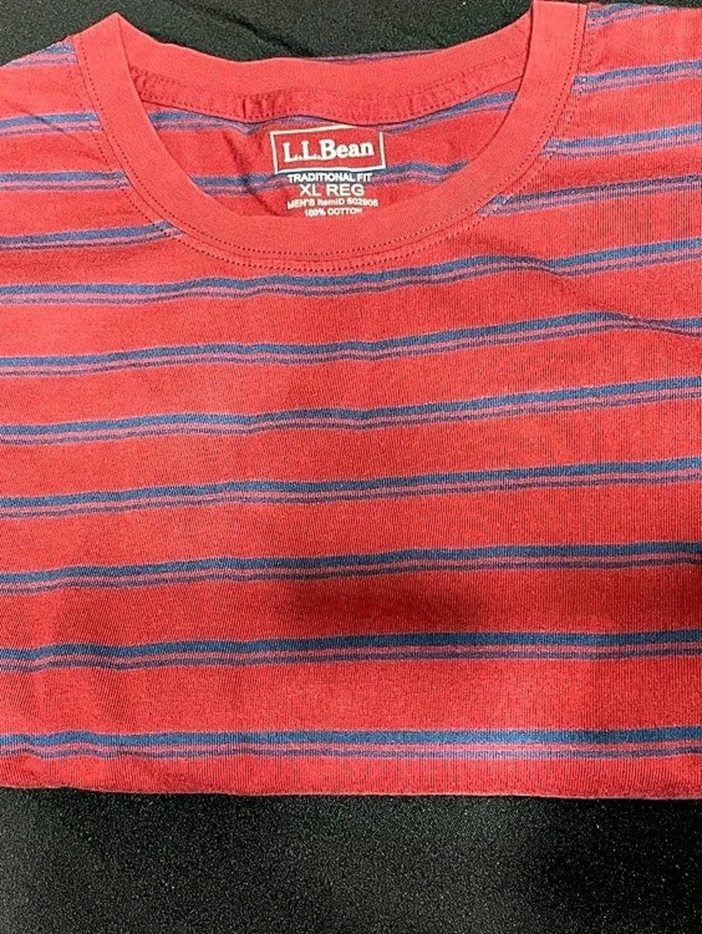 L.L.Bean Striped T-Shirt Short Sleeve Tee Red & Blue XL